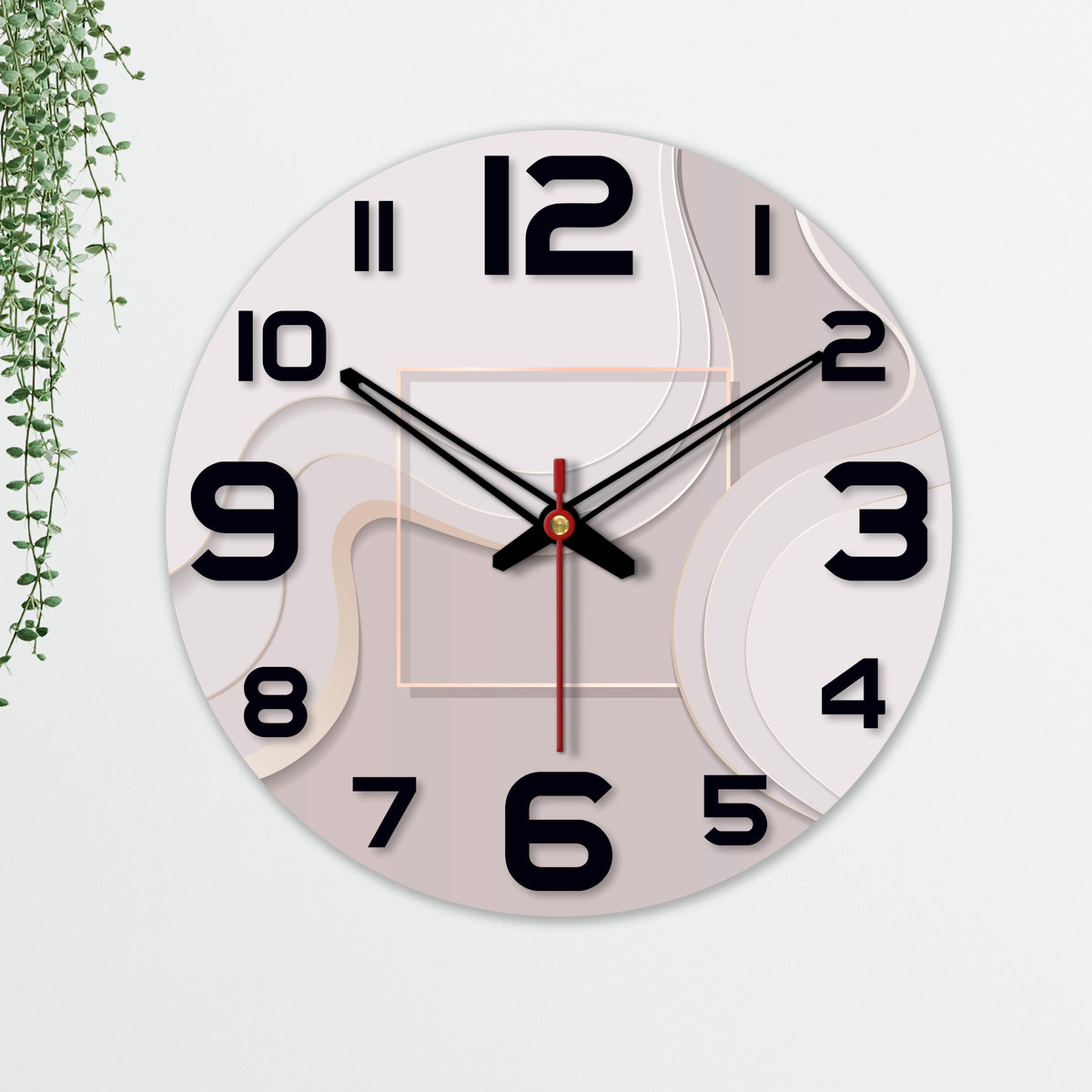 Modern Wavy Pattern Wooden Wall Clock