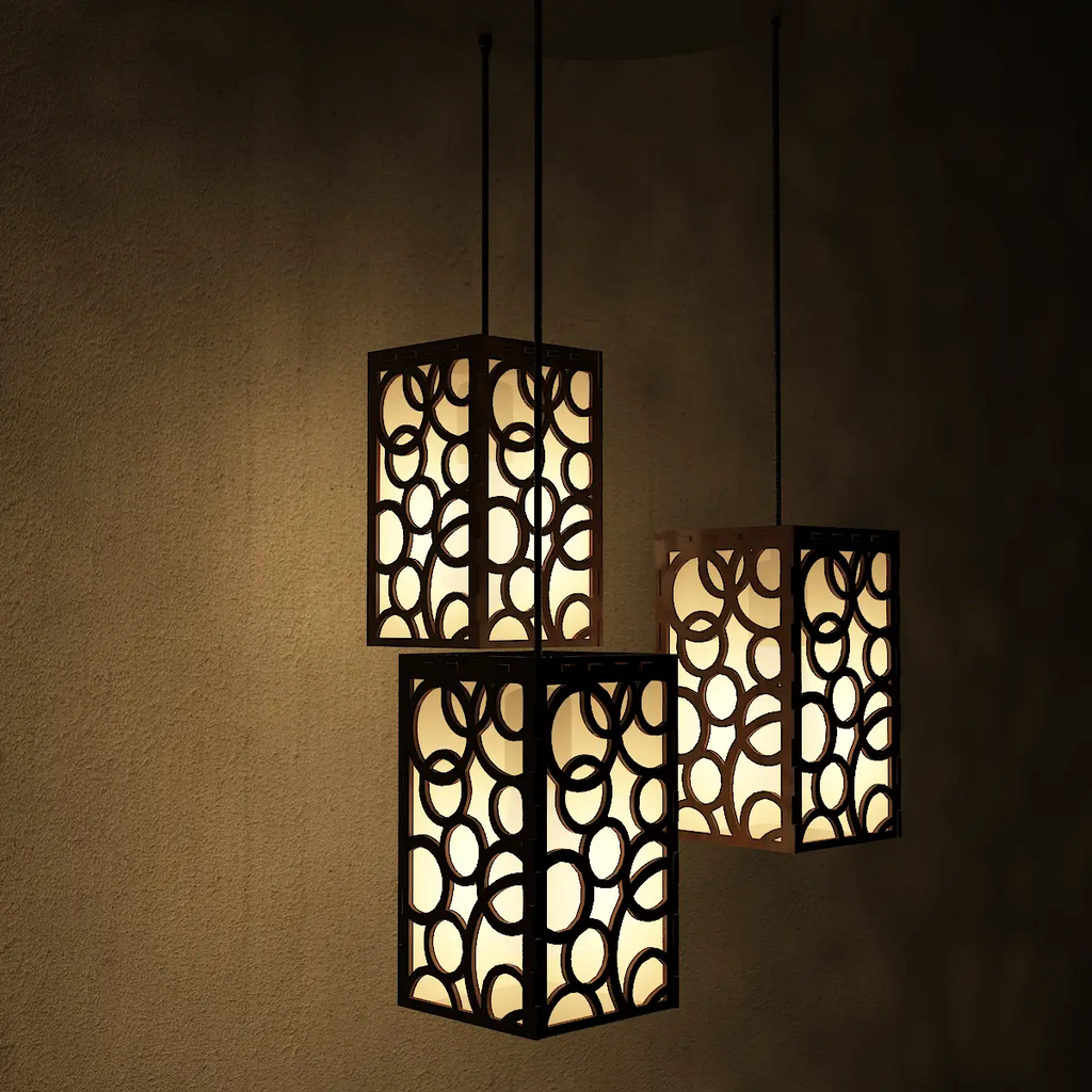 Muti Rings Design Wooden Modern Lamp Hanging Ceiling Light For Home Decoration, Living Room