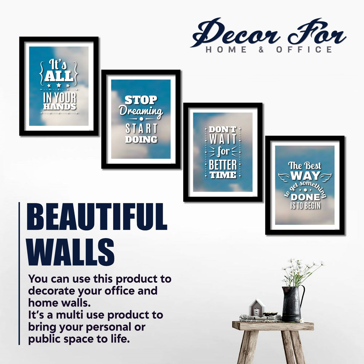 Motivational Quotes Frame Wall Hanging Set of 4
