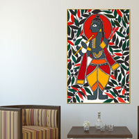 Sacred Krishna Madhubani Canvas Painting
