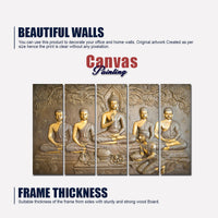 Lord Buddha in Temple Beautiful 5 Pieces Wall Painting