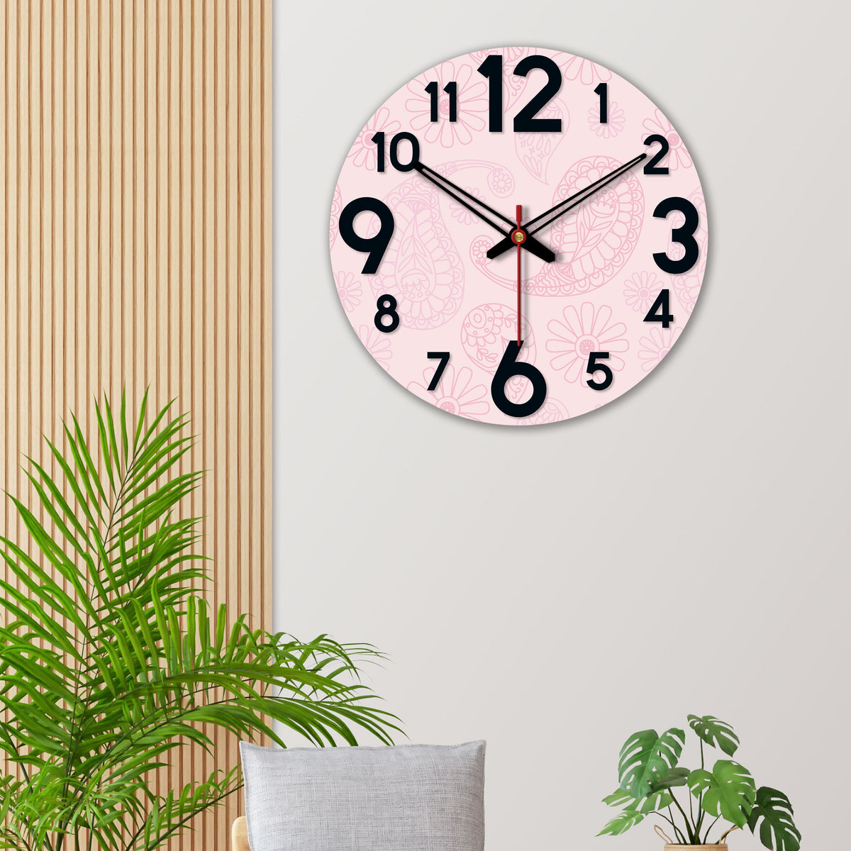Paisley Pattern Wooden Wall Clock
