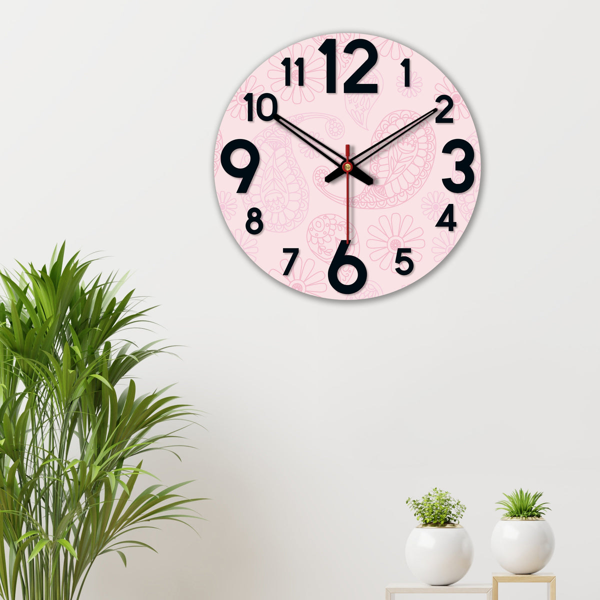 Paisley Pattern Wooden Wall Clock