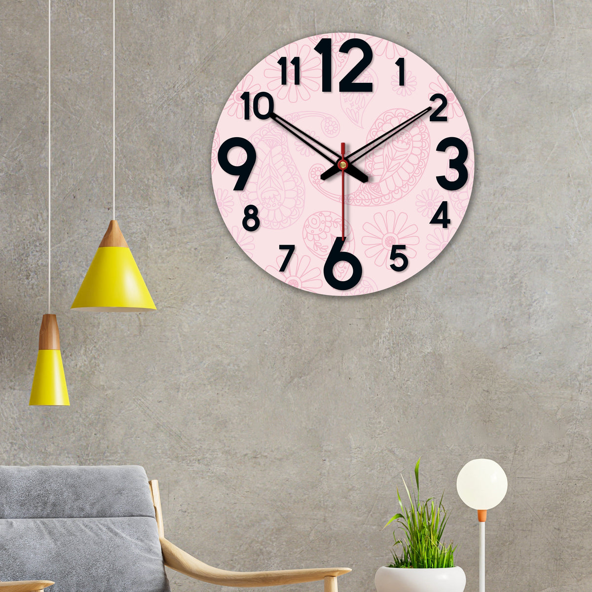 Paisley Pattern Wooden Wall Clock