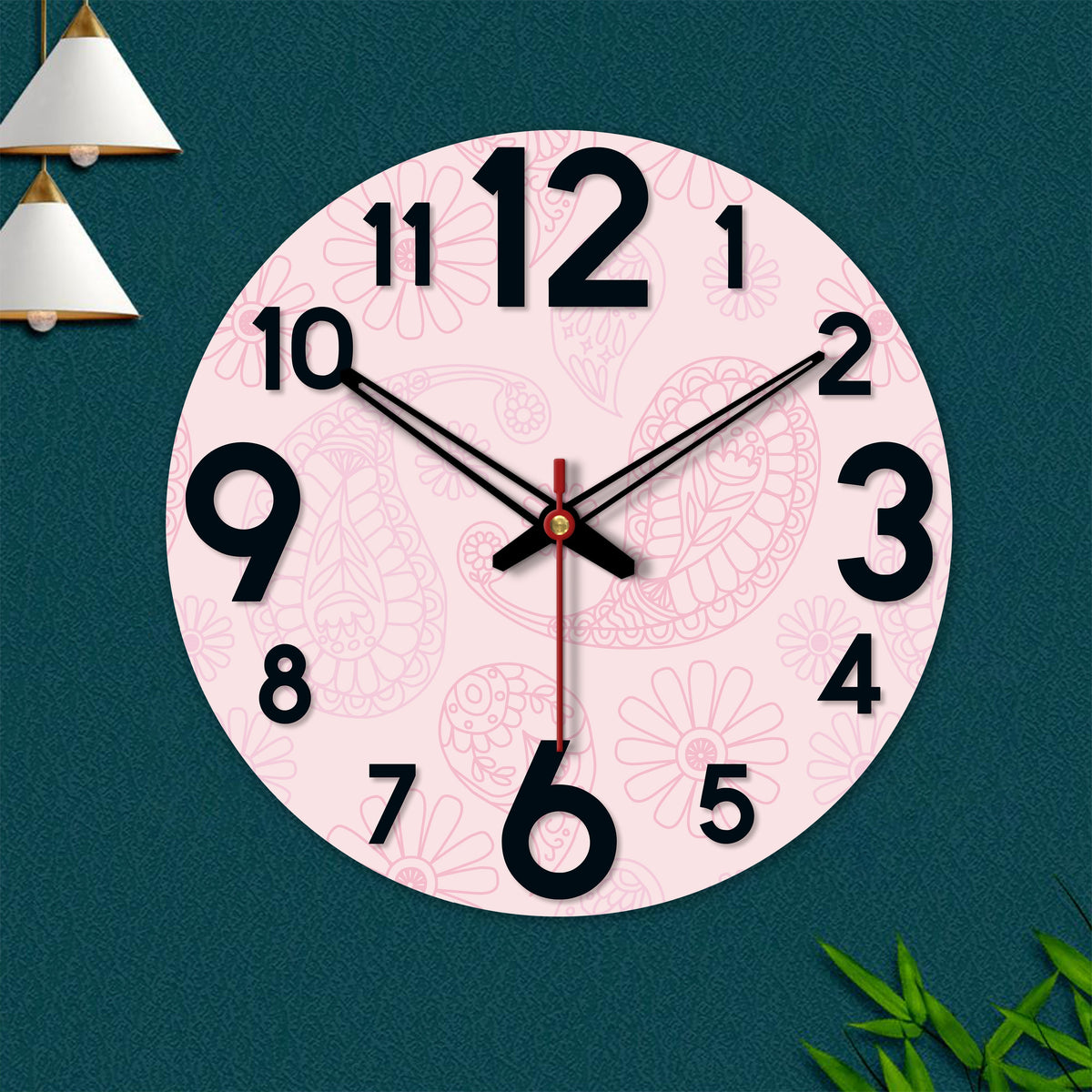 Paisley Pattern Wooden Wall Clock