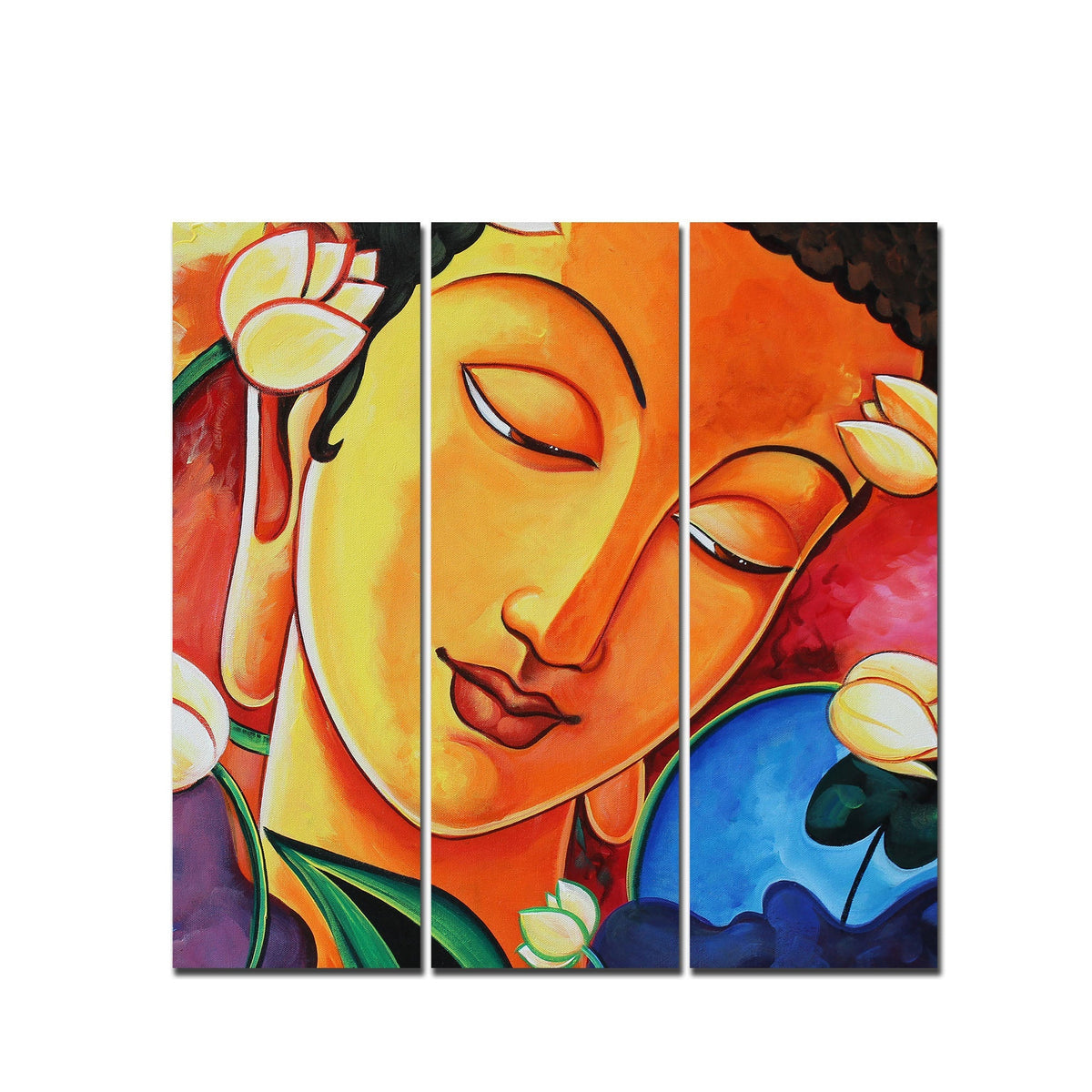 Portrait of Lord Buddha Wall Painting Three Pieces