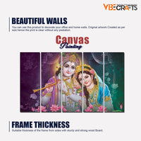 Radha Krishna Canvas Religious Wall Painting Set of 5