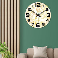 Rose Printed Wooden Wall Clock For Living Room