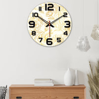 Rose Printed Wooden Wall Clock For Living Room