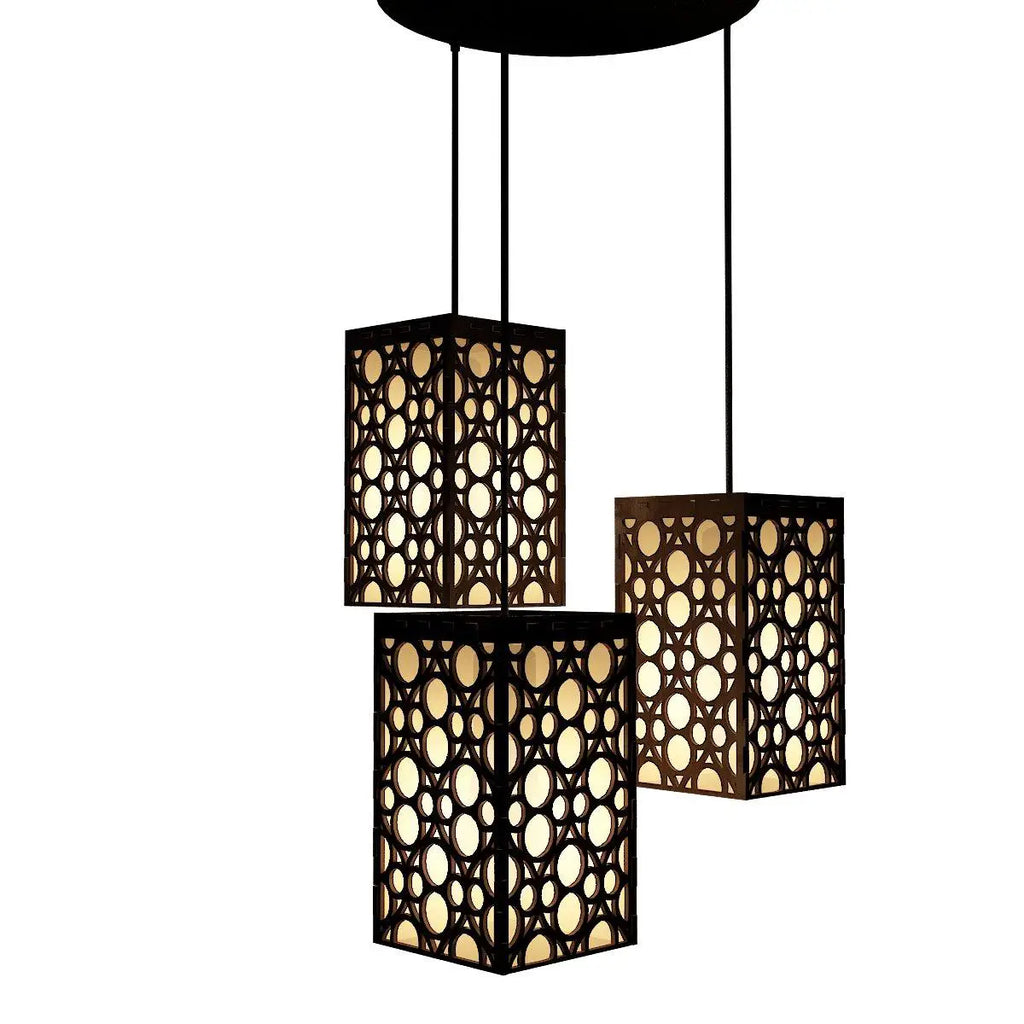 Round Pattern Wooden Modern Lamp Hanging Ceiling Light For Home Decoration, Living Room