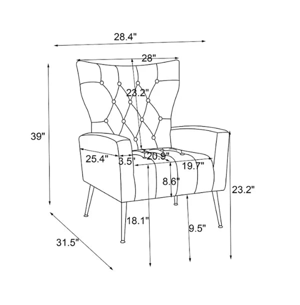 Luxury White Wingback Sofa Lounge Chair with Footrest