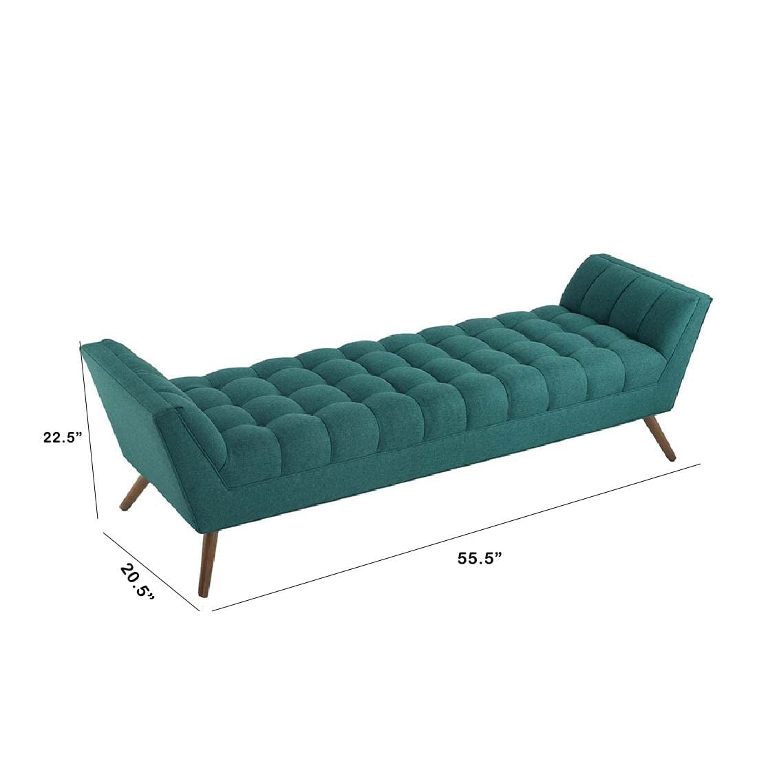 Stylish Teal Tufted Sofa Lounge Chair with Wooden Legs