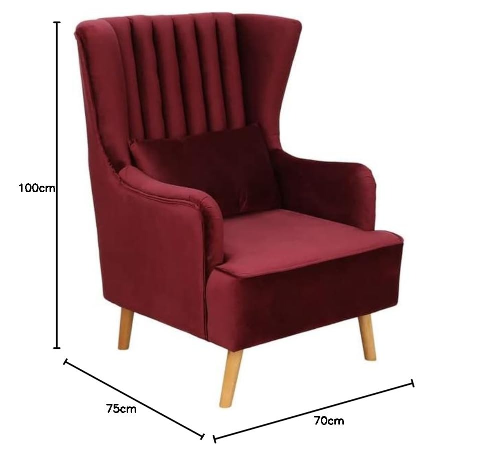 Maroon Wingback Sofa Lounge Chair with Footrest