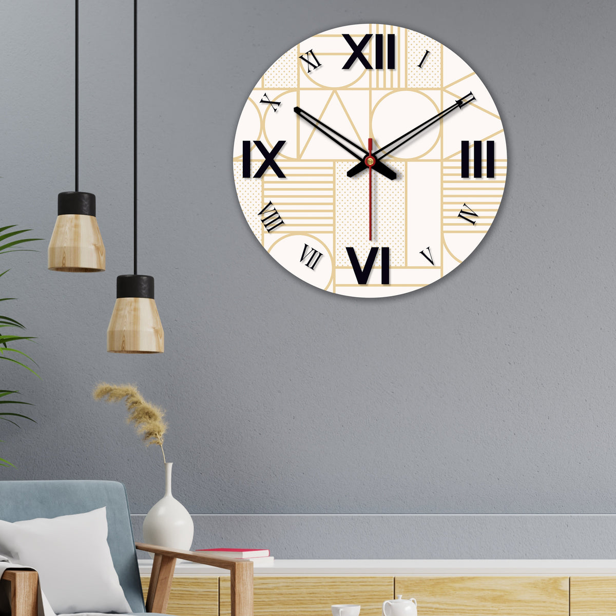 Shapes Printed Wooden Wall Clock