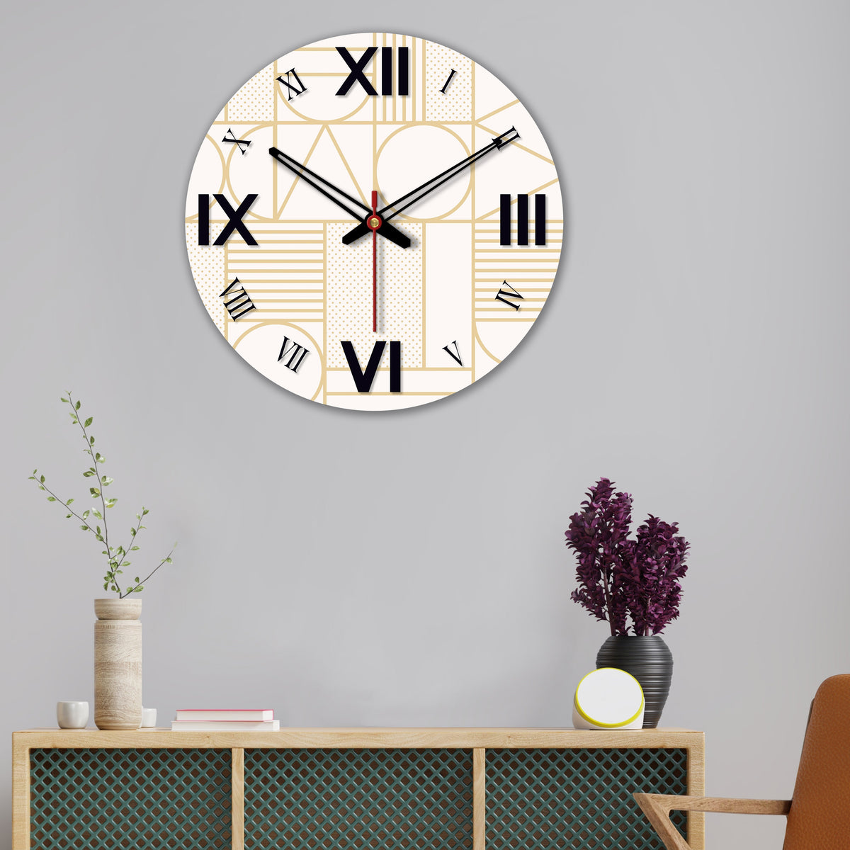 Shapes Printed Wooden Wall Clock
