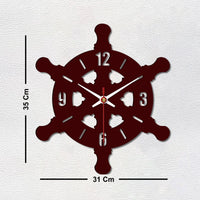 Ship Wheel Shape Wooden Wall Clock
