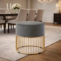 Sleek Rich Grey Steel Stool with Luxurious Gold Frame