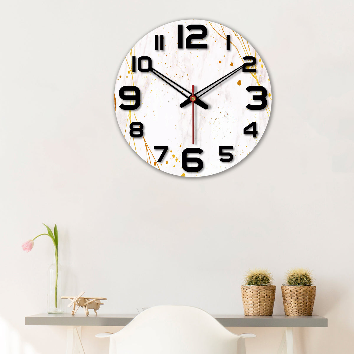 Sprinkle Texture Wooden Wall Clock For Living Room