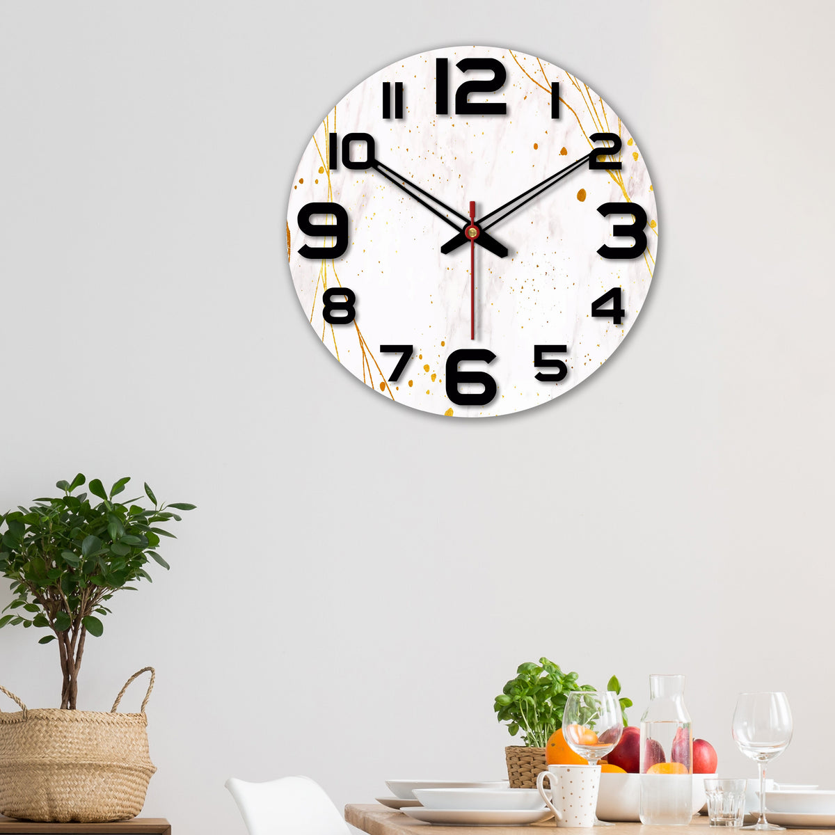 Sprinkle Texture Wooden Wall Clock For Living Room