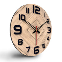 Square Shapes Design Printed Wooden Wall Clock For Living Room