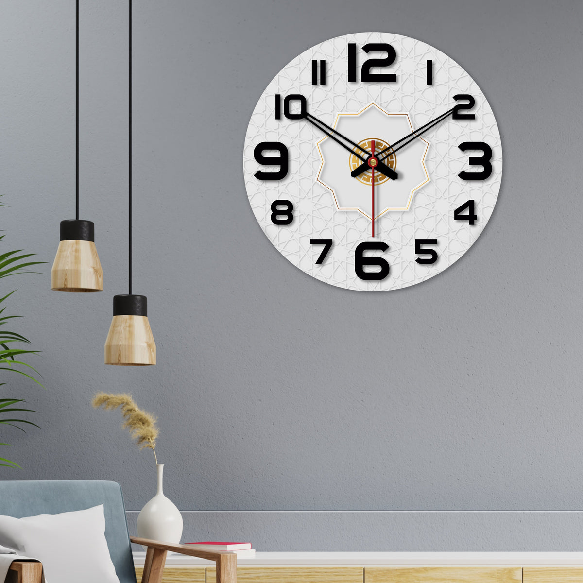 Star Shape Design Wooden Wall Clock For Living Room