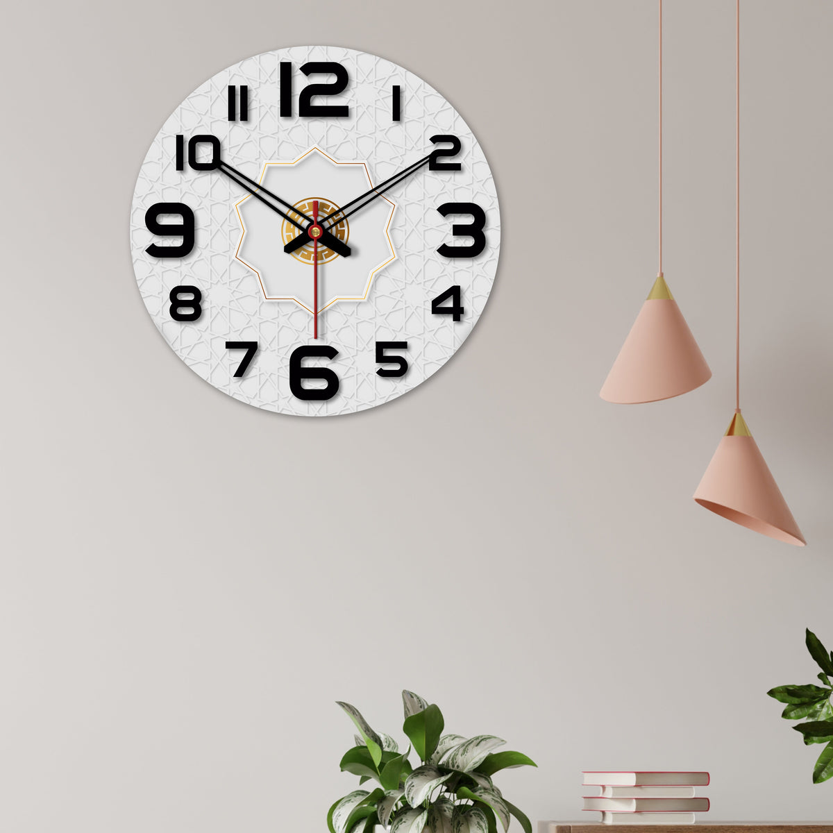 Star Shape Design Wooden Wall Clock For Living Room