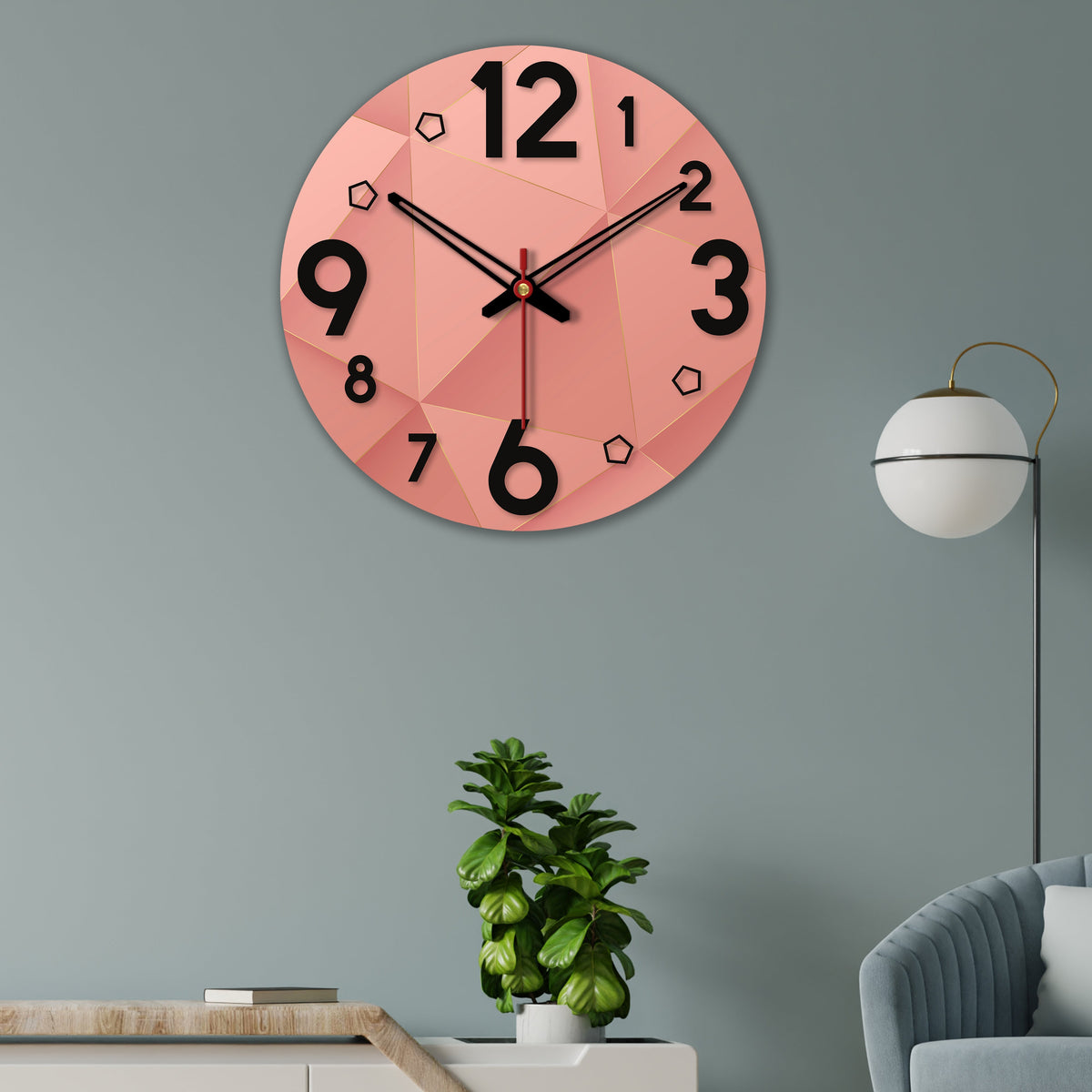 Three D Abstract Shapes Wooden Wall Clock