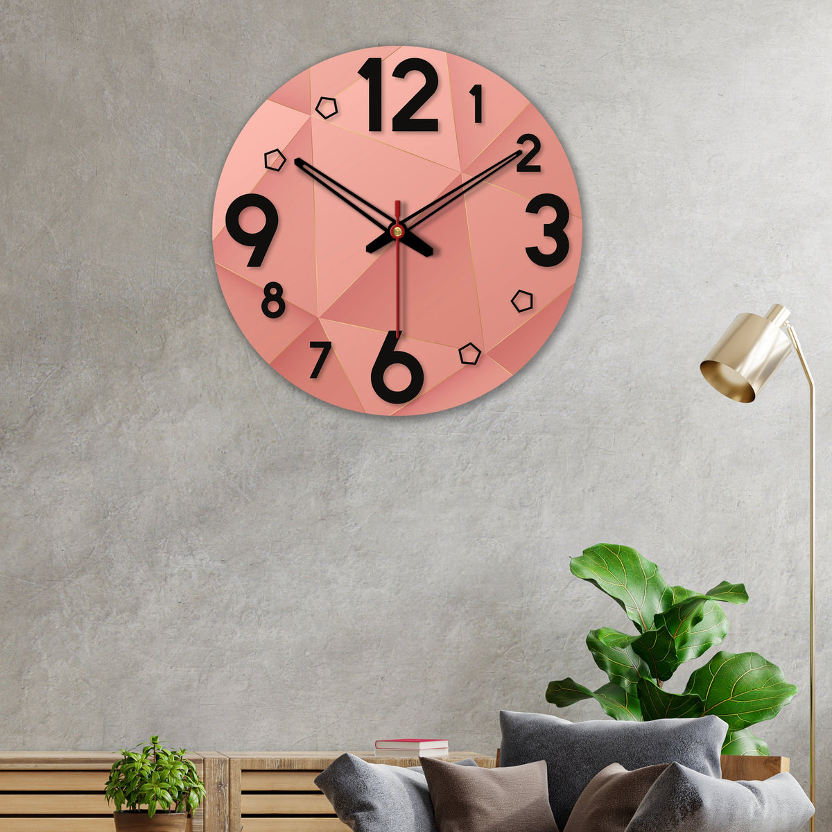 Three D Abstract Shapes Wooden Wall Clock