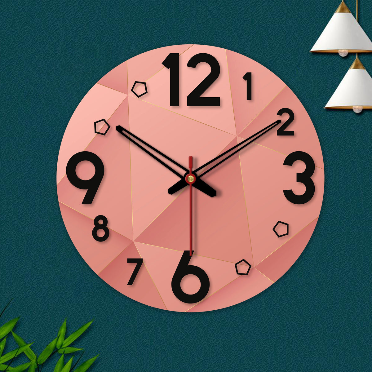 Three D Abstract Shapes Wooden Wall Clock
