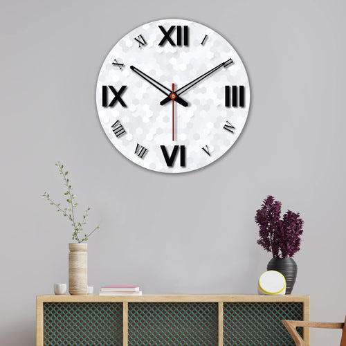 3D Hexagon Printed Wooden Wall Clock For Living Room
