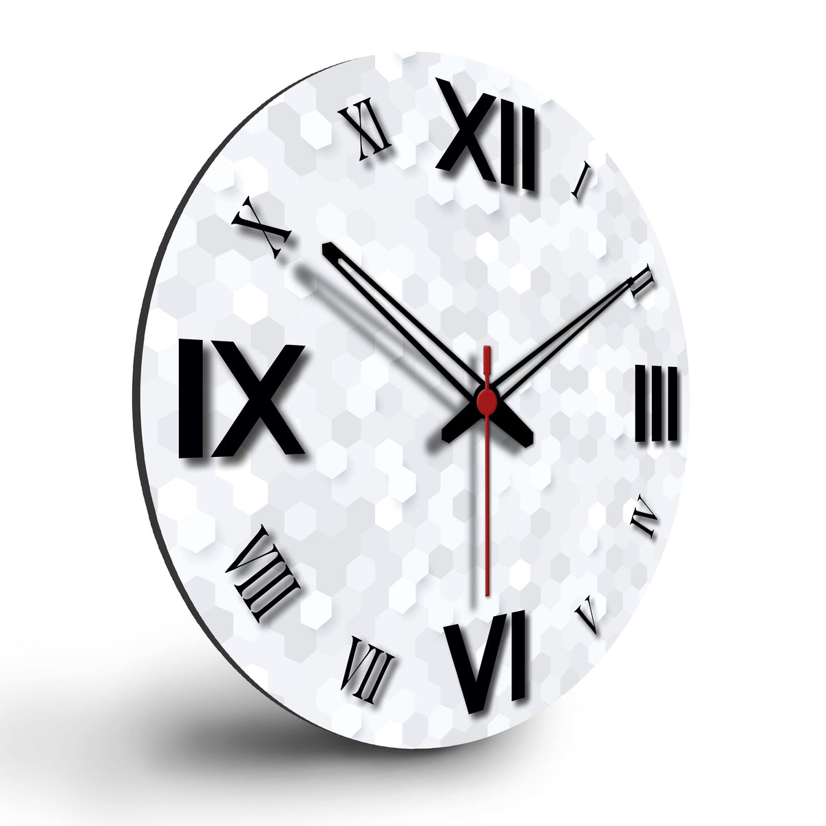 3D Hexagon Printed Wooden Wall Clock For Living Room