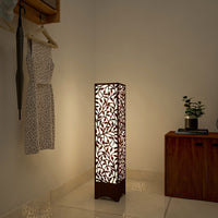 Beautiful Wooden Floor Lamp With Flower Pattern Design For Living Room, Bedroom