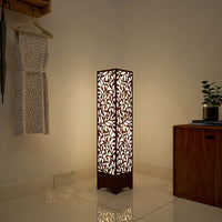 Beautiful Wooden Floor Lamp With Flower Pattern Design For Living Room, Bedroom