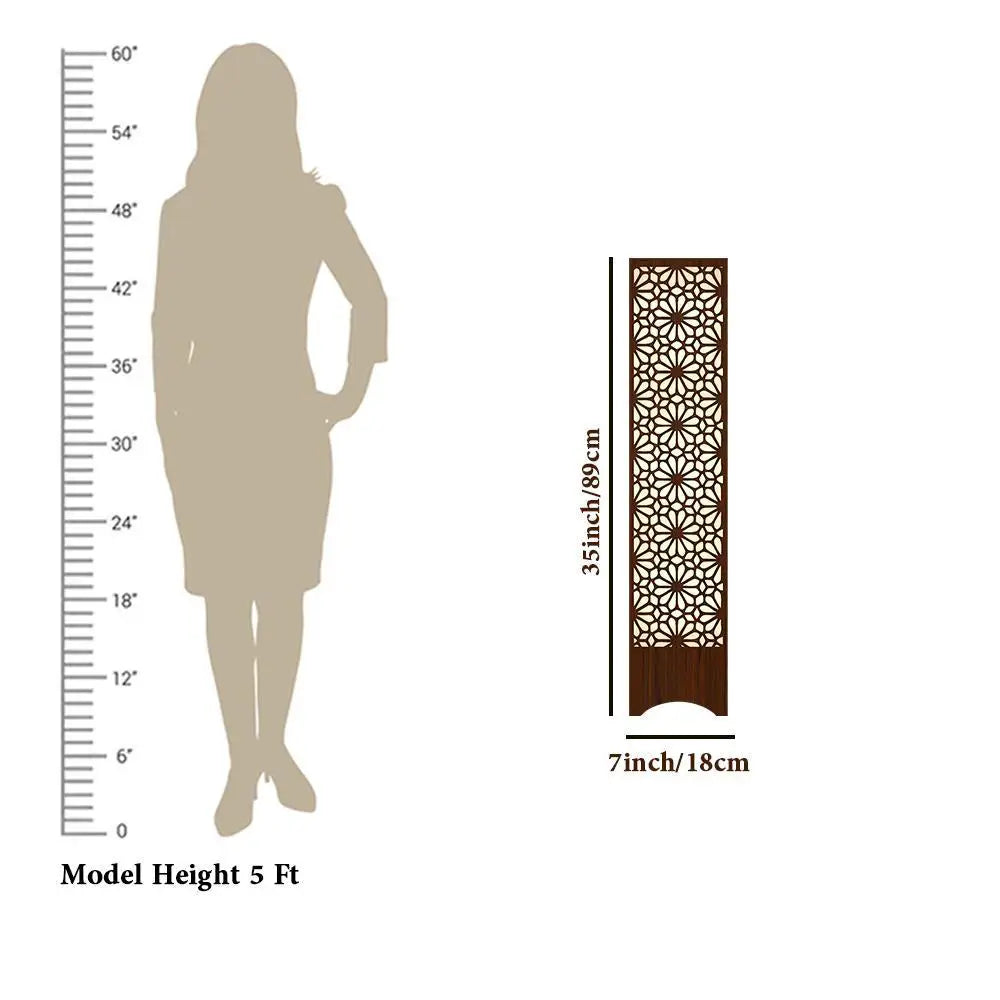 Pillar Shape Floor Lamp With Flower Pattern Design For Living Room, Bedroom
