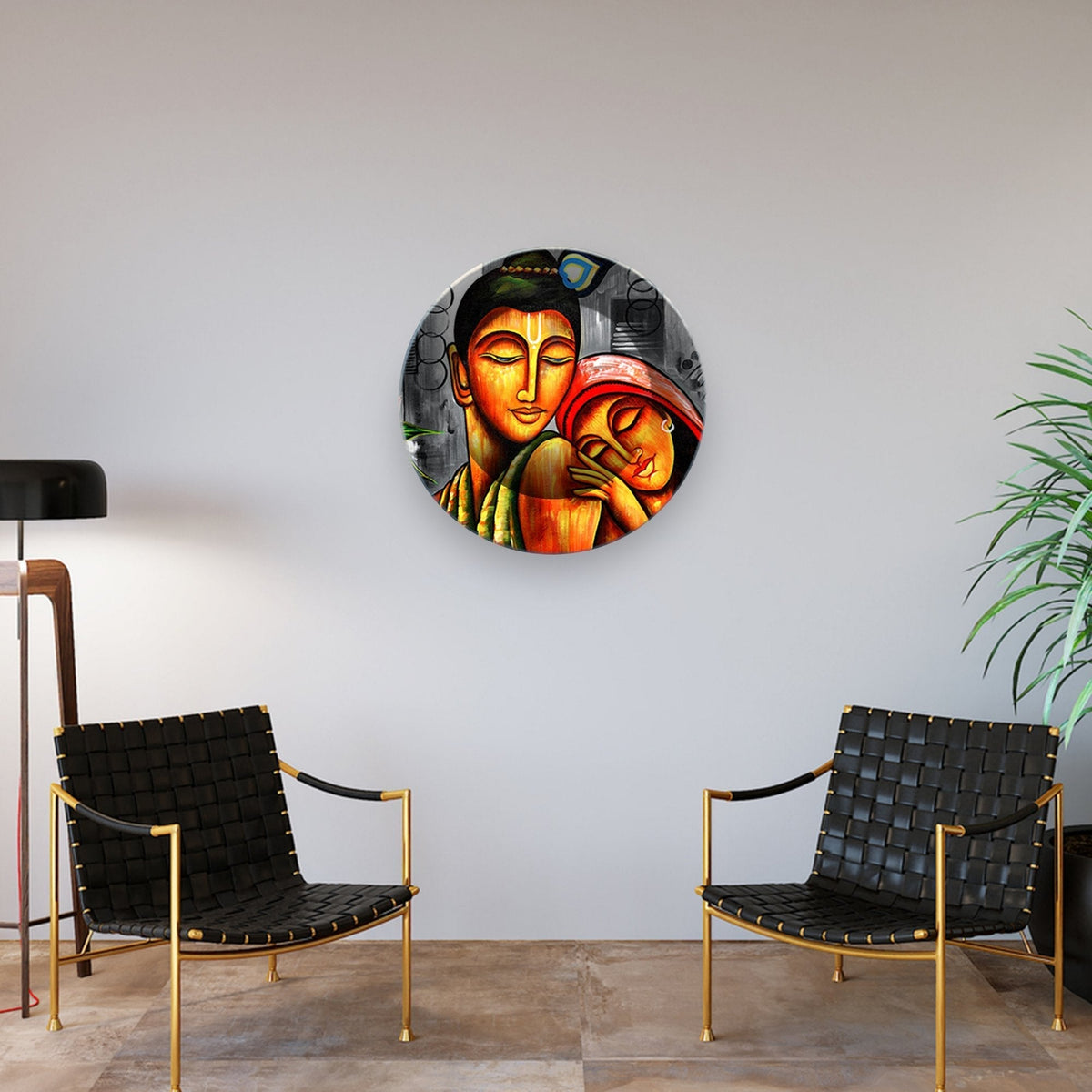 Lord Radha Krishna Ceramic Hanging Wall Plate Painting
