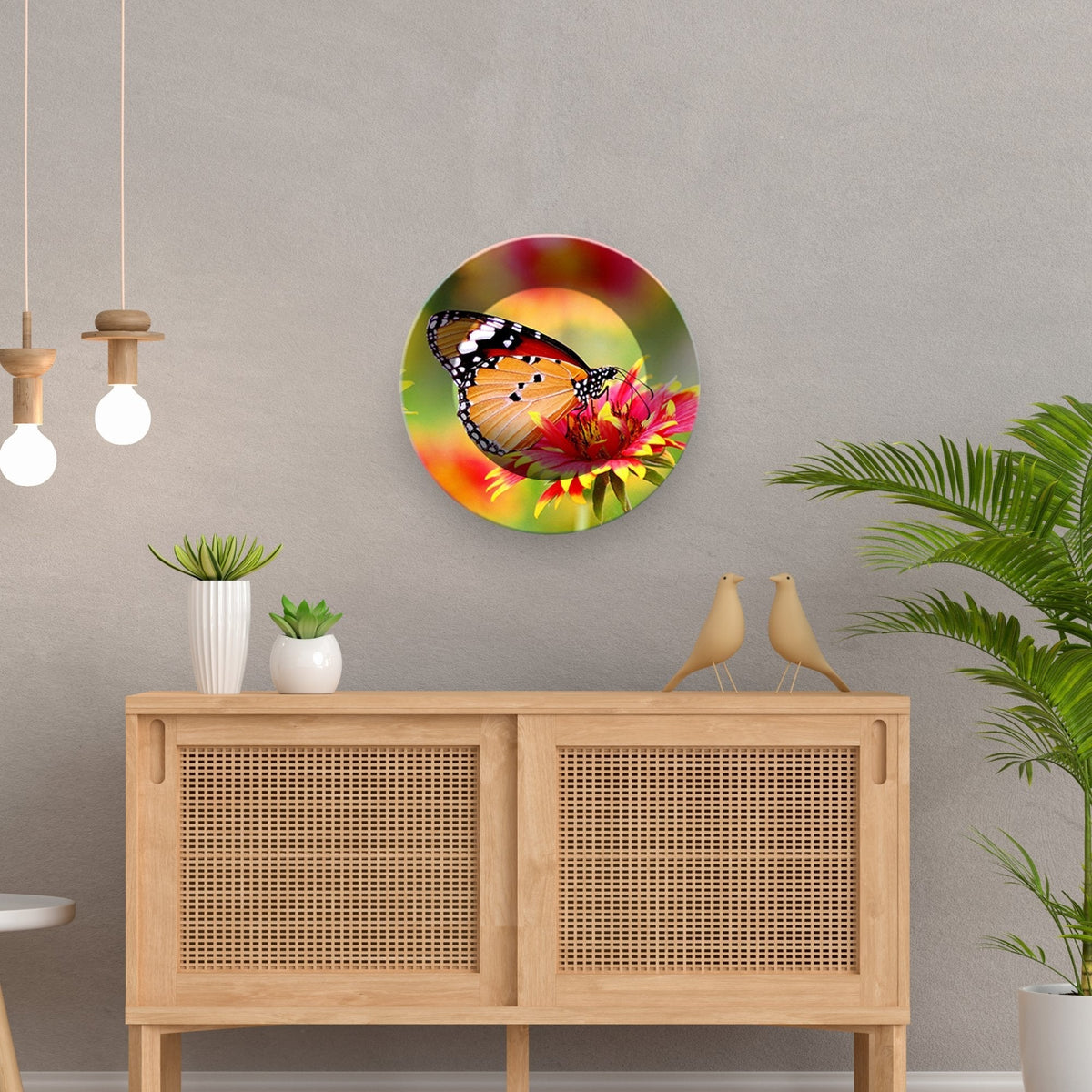 Beautiful Butterfly Ceramic Wall Plate Painting