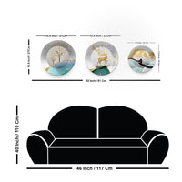 Premium Wall Plates Painting of Golden Deer Art Set of 3