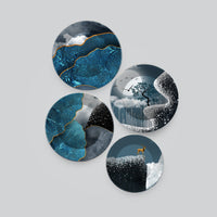 Beautiful Winter Season with Deer Scenery Wall Plates Set of 4