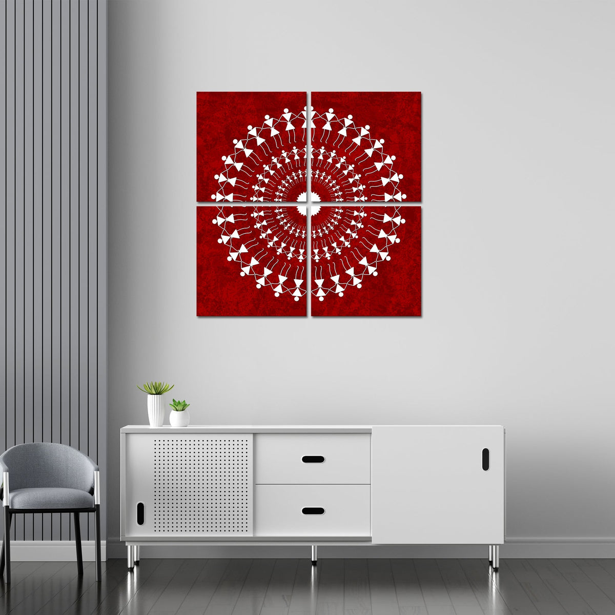 Warli Art Painting Wall Hanging, Set of 4