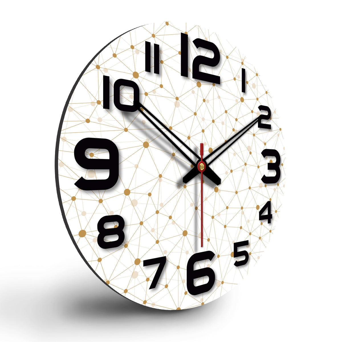 Web Triangle Pattern Printed Wooden Wall Clock