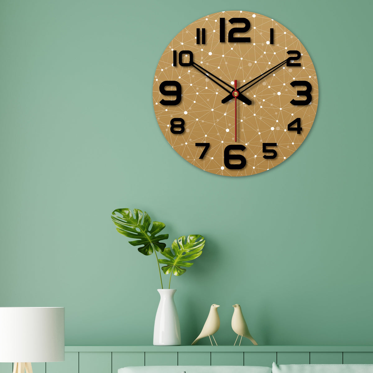 Web Triangle Pattern Wooden Wall Clock