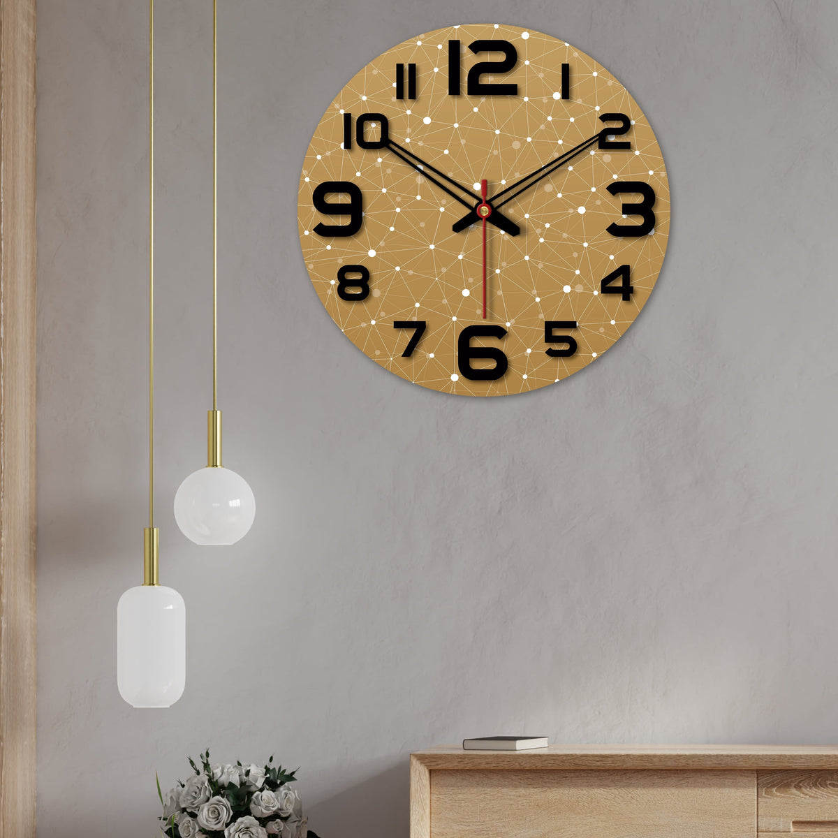 Web Triangle Pattern Wooden Wall Clock