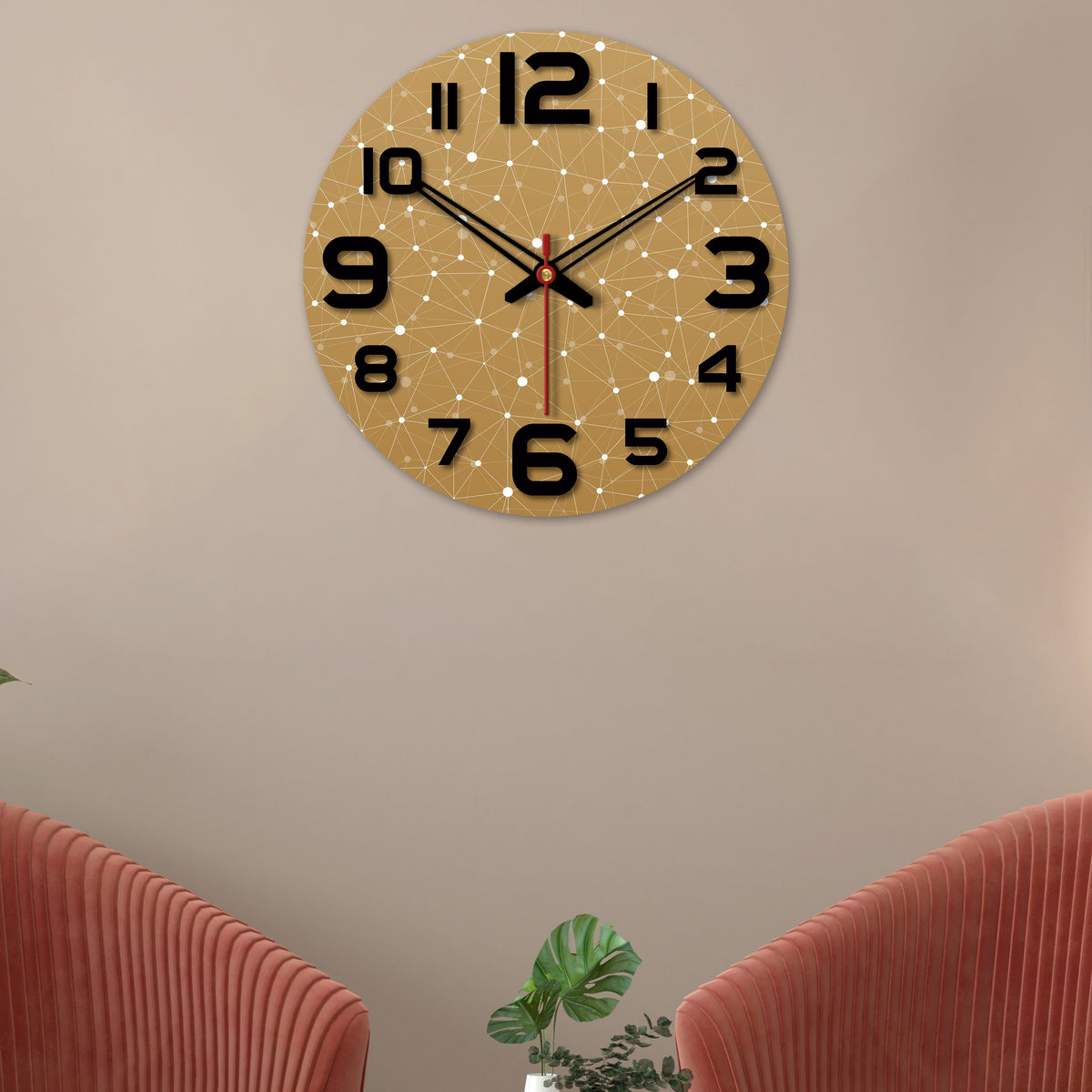 Web Triangle Pattern Wooden Wall Clock