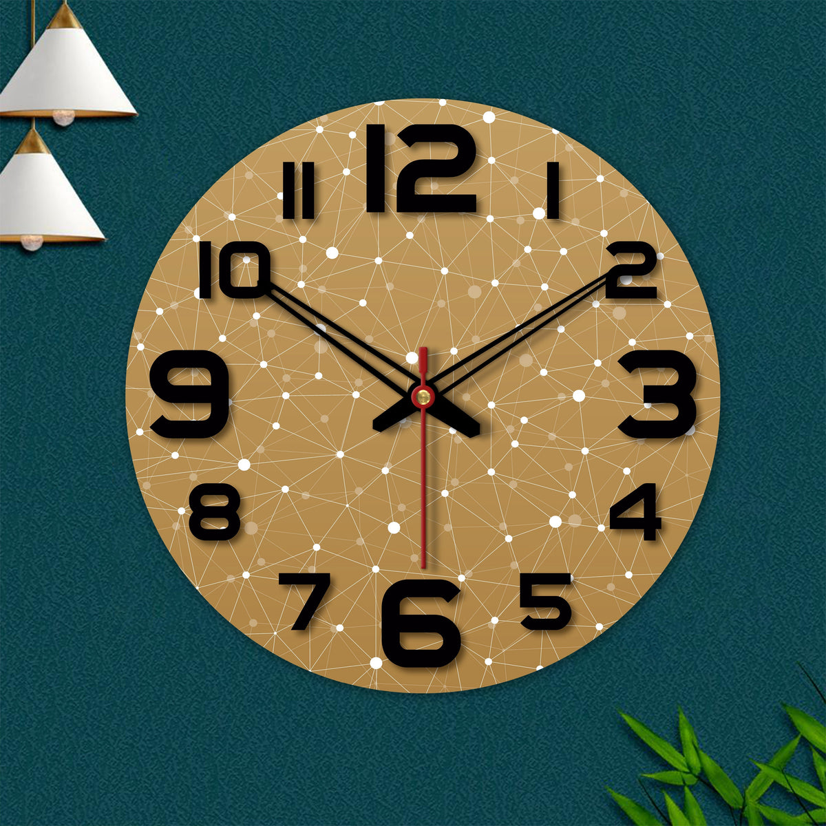 Web Triangle Pattern Wooden Wall Clock