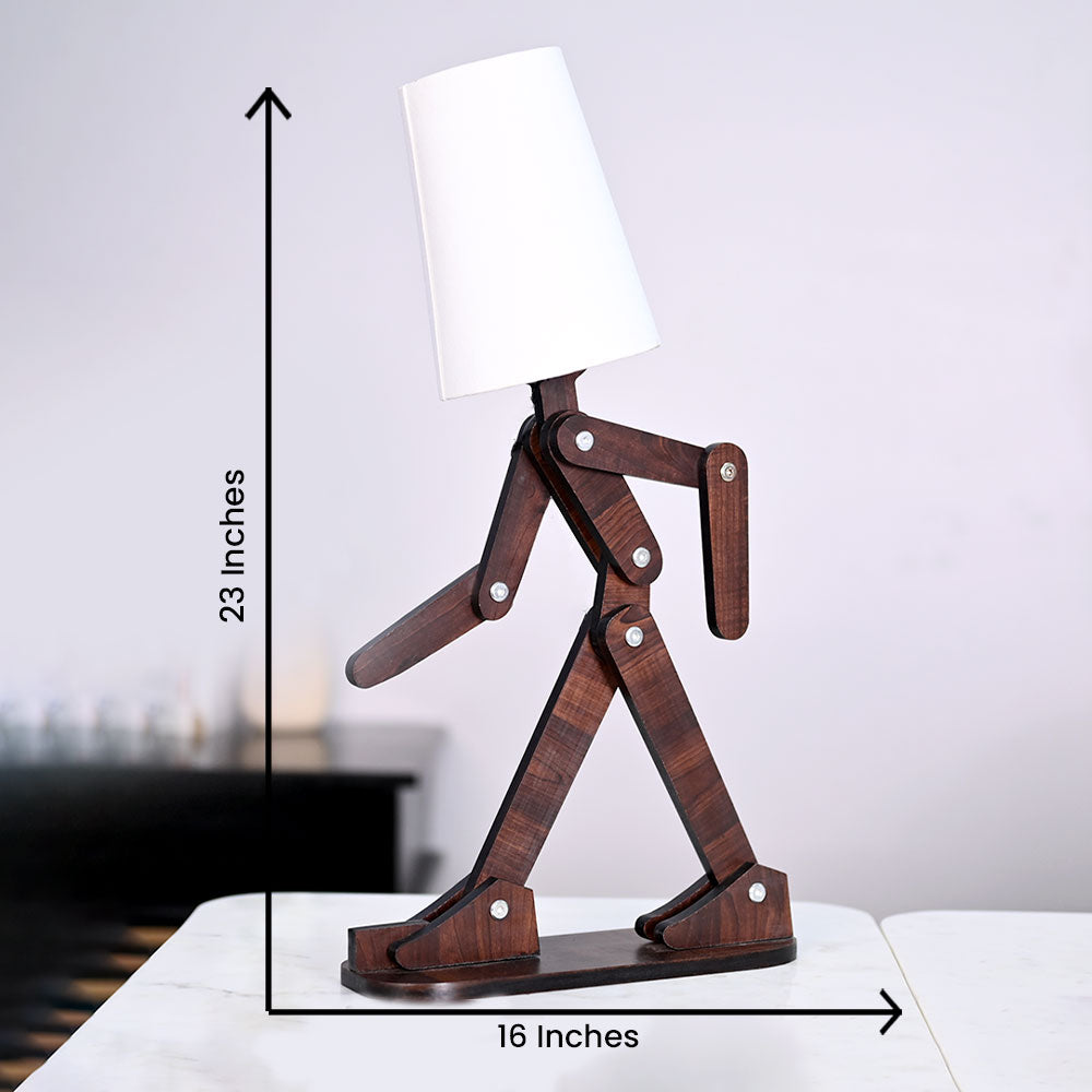 Wooden Walking Figurine Modern Table Night Lamp For Home Decor | Living Room