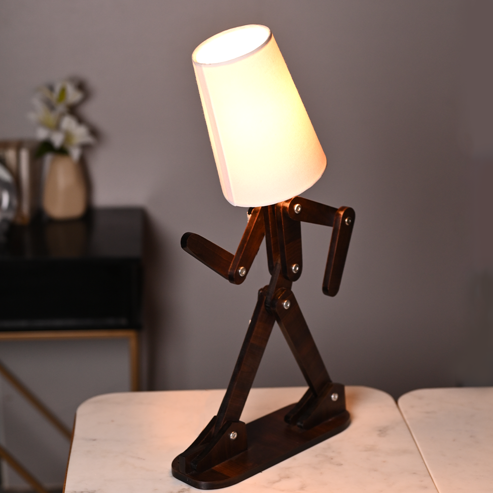 Wooden Walking Figurine Modern Table Night Lamp For Home Decor | Living Room