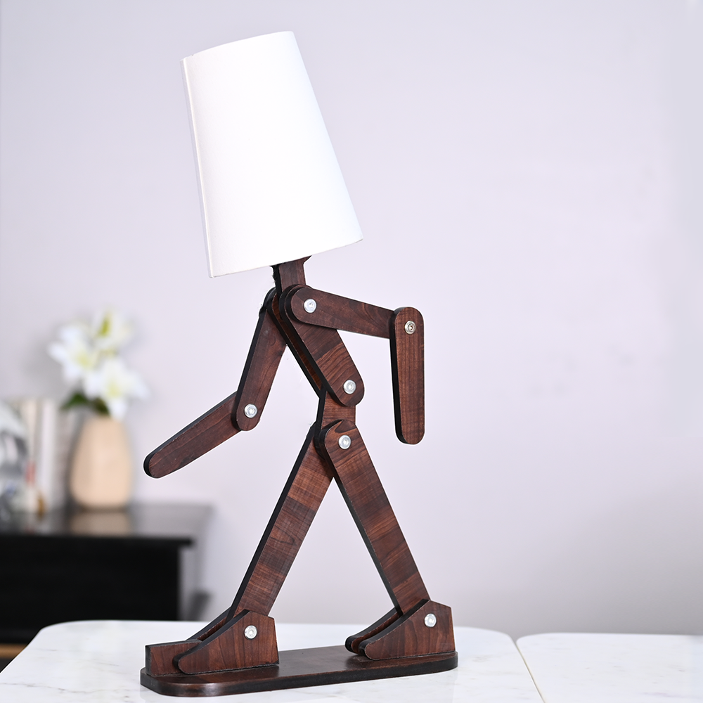 Wooden Walking Figurine Modern Table Night Lamp For Home Decor | Living Room