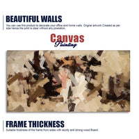 Abstract Art in Beige and Brown color Strokes Canvas Wall Painting