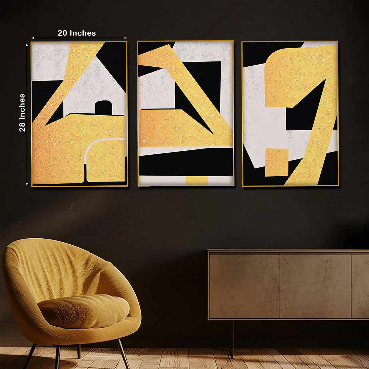 Abstract Art of Geometric Framed Crytal Glass Painting