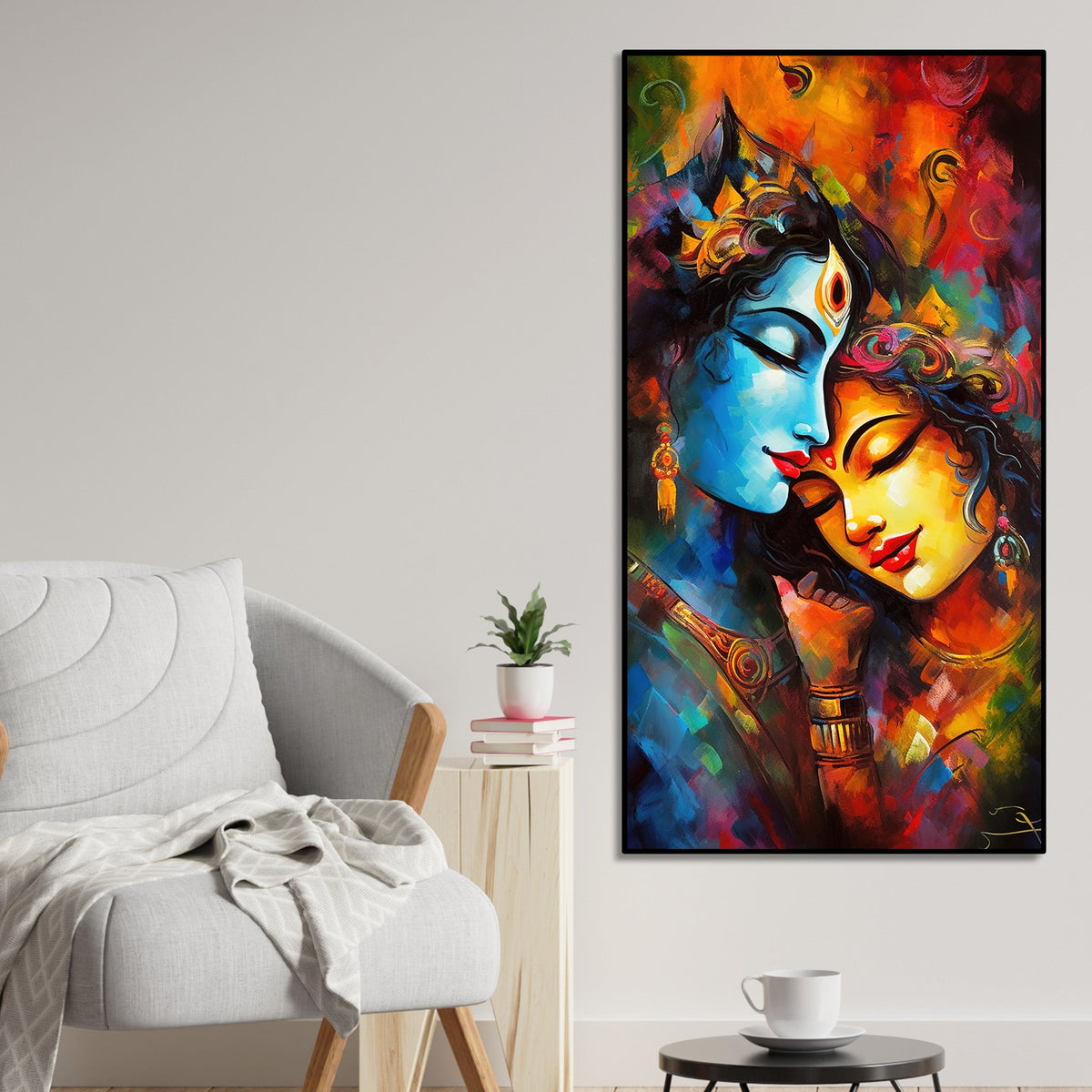 Abstract Art of Radha Krishna Canvas Wall Painting